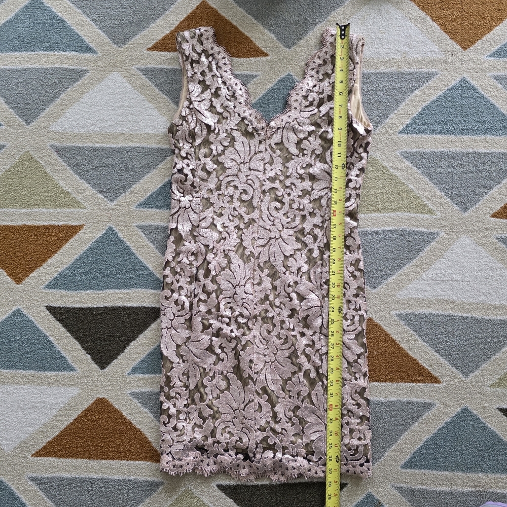 27) TADASHI SHOJI Sequin Champagne V-Neck Sleeveless Cocktail Sz. 12 - Picture 10 of 10